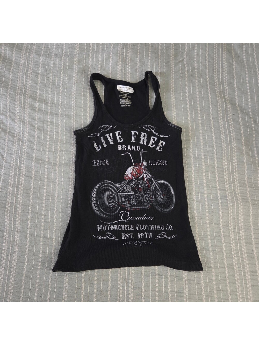 Live Free Brand black racerback tank top